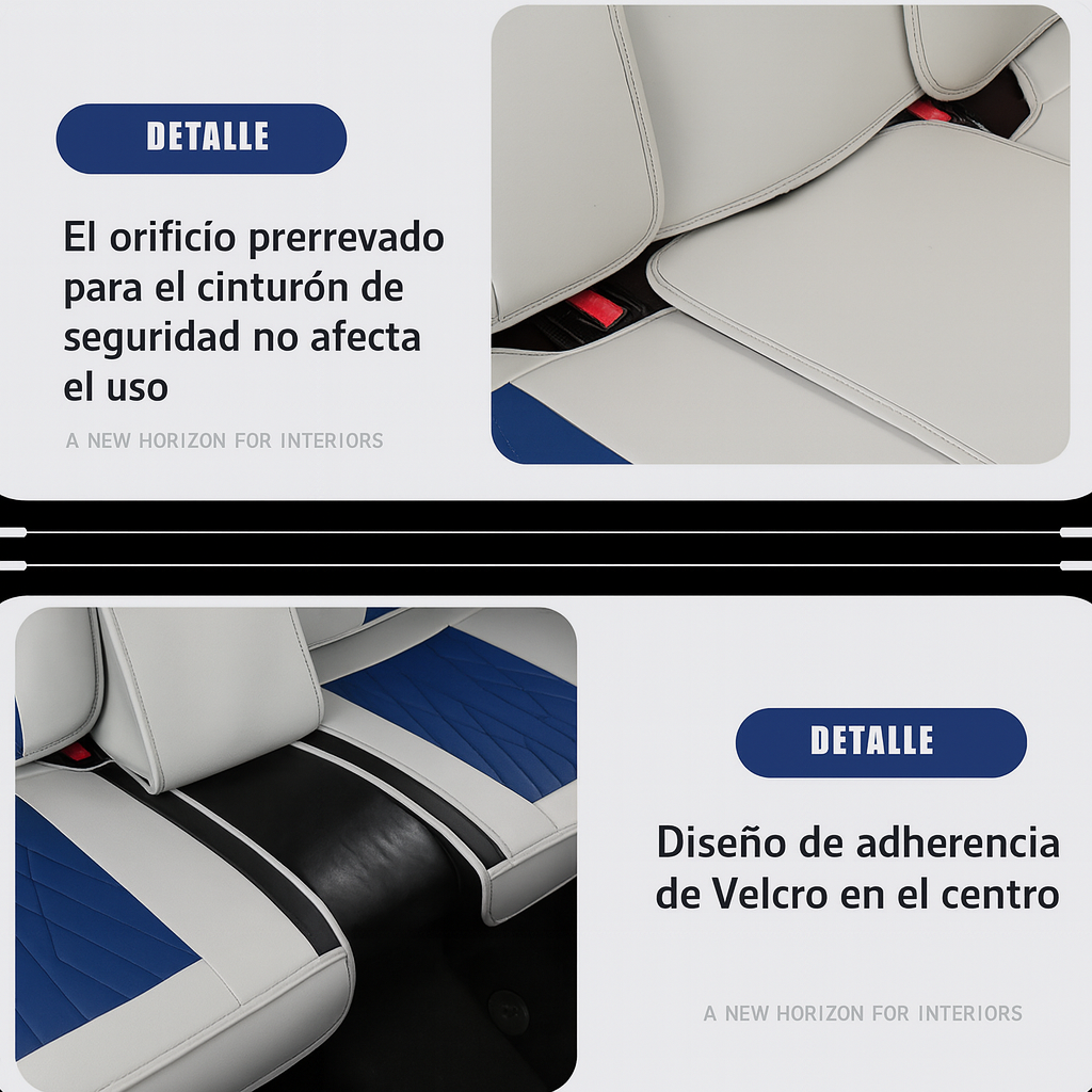 Funda de Auto Universal Iron en Cuero Legítimo con AirBag +REGALOS: Alfombra de Cuero y Funda para Volante