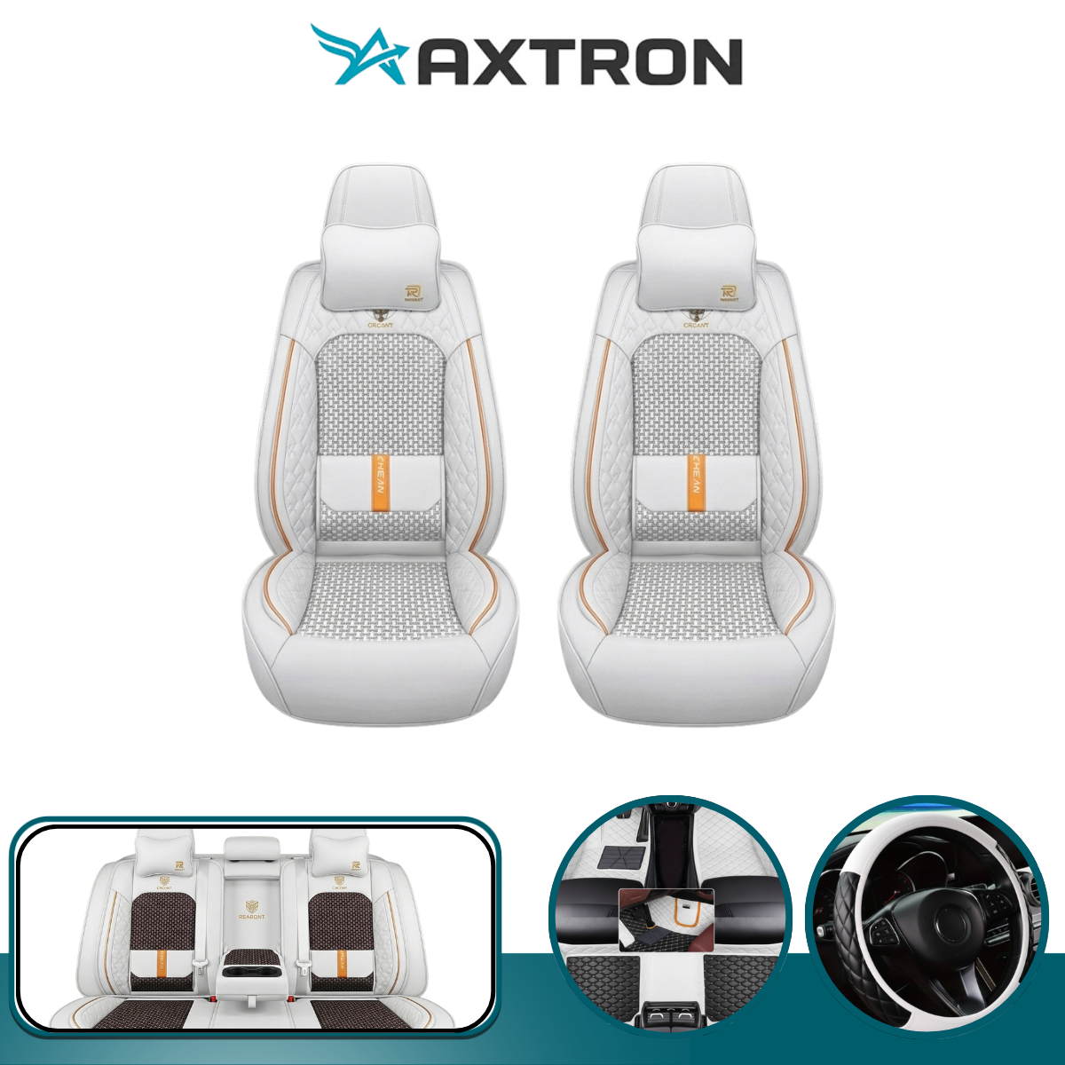 Cubre Auto Universal Axon en Cuero Legítimo con Airbag + REGALOS: Alfombra de Cuero y Funda de Volante