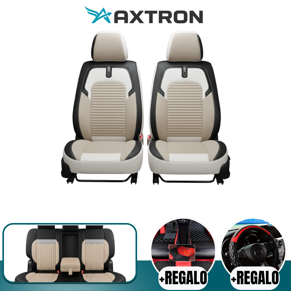 Funda Asiento Universal Vulcan en Cuero Legítimo con AirBag +REGALOS: Alfombra de Cuero y Funda para Volante