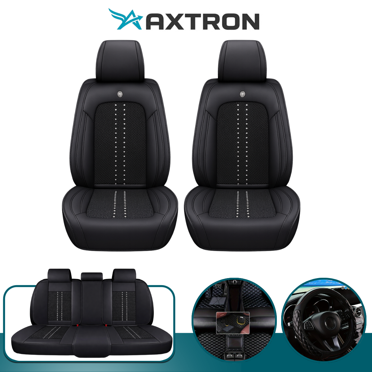 Funda de Auto Universal Turbo en Cuero Legítimo con AirBag +REGALOS: Alfombra de Cuero y Funda para Volante
