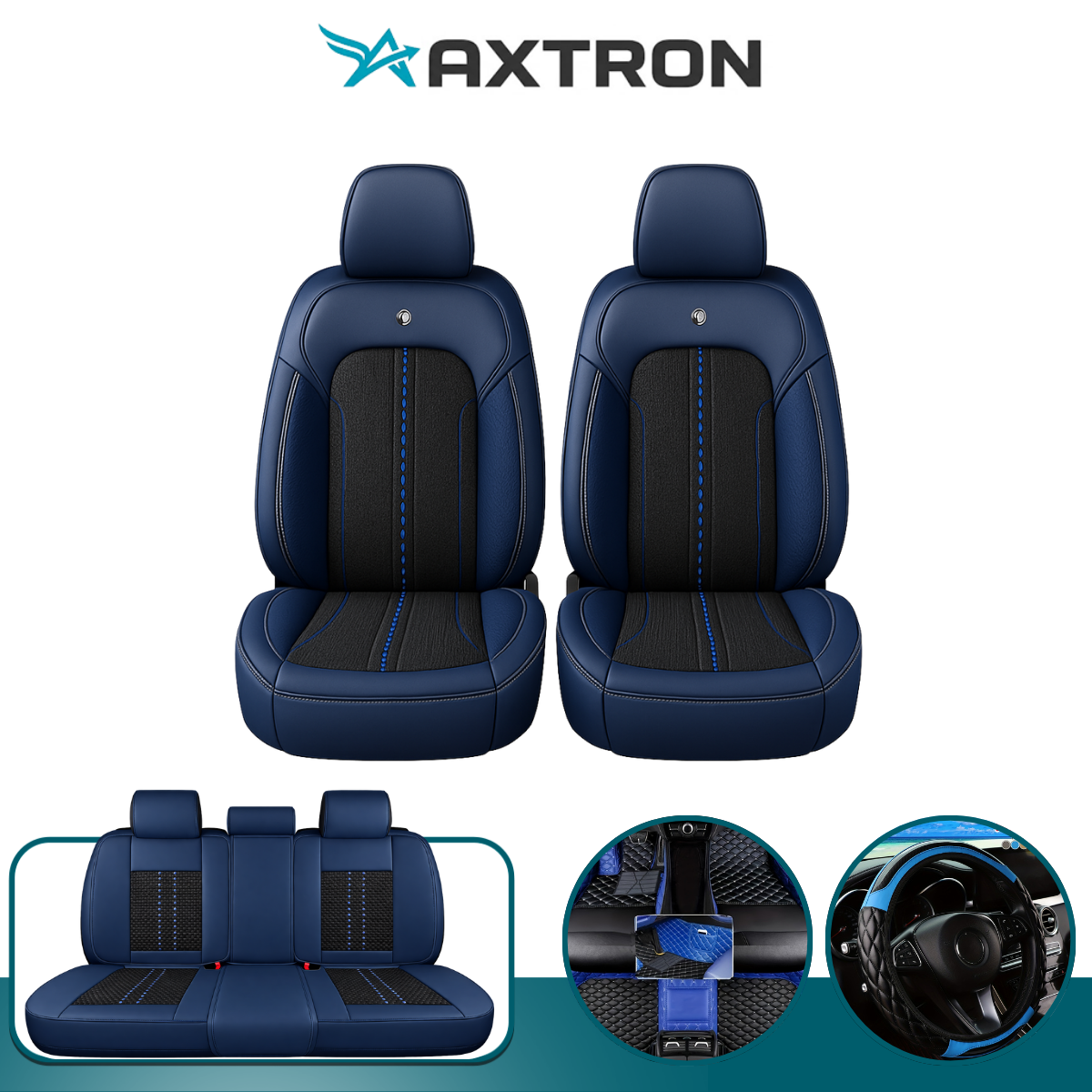 Funda de Auto Universal Turbo en Cuero Legítimo con AirBag +REGALOS: Alfombra de Cuero y Funda para Volante