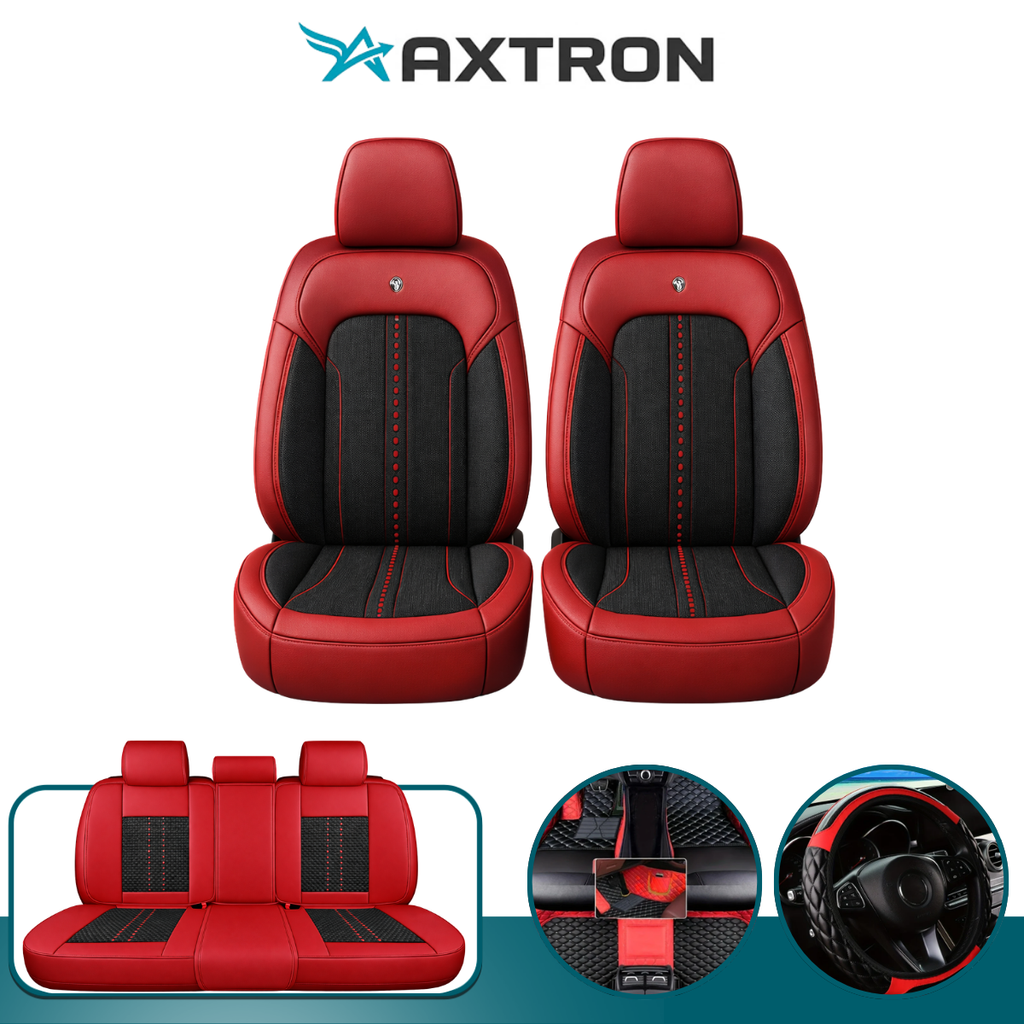 Funda de Auto Universal Turbo en Cuero Legítimo con AirBag +REGALOS: Alfombra de Cuero y Funda para Volante