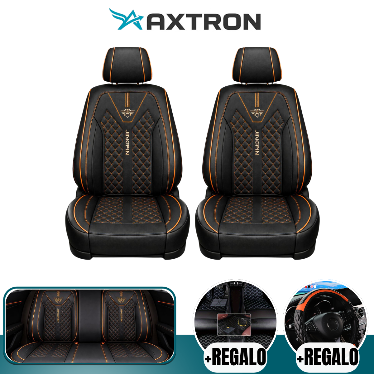 Funda para Auto Revox Universal en Cuero Legítimo con Airbag Integrado + REGALO: Alfombra y Funda para Volante
