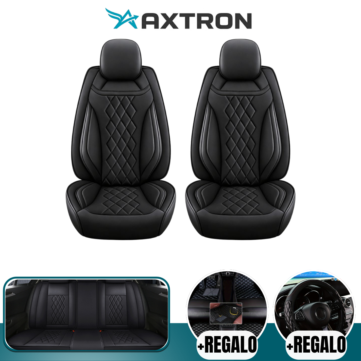 Funda para Auto Honor Universal en Cuero Legítimo con Airbag Integrado + REGALO: Alfombra y Funda para Volante