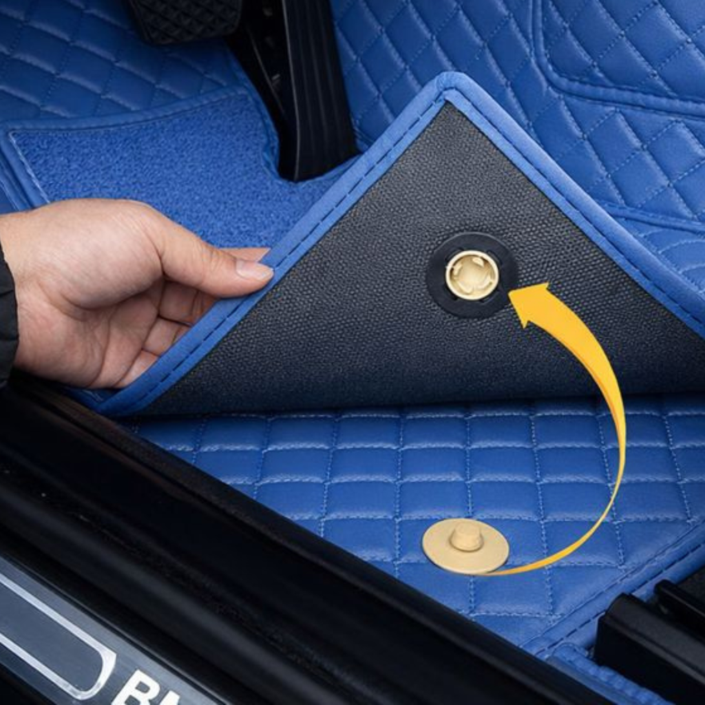 Kit completo de alfombras de cuero personalizadas para tu auto + REGALO: funda para volante